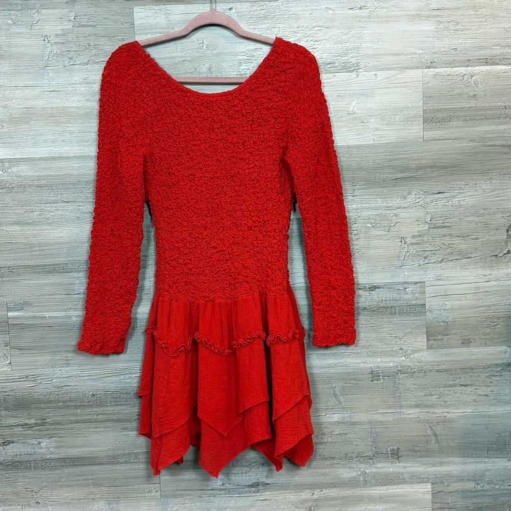 Free People What a Time Drop Waist Mini Dress in Wine - Size Small - Picture 8 of 9